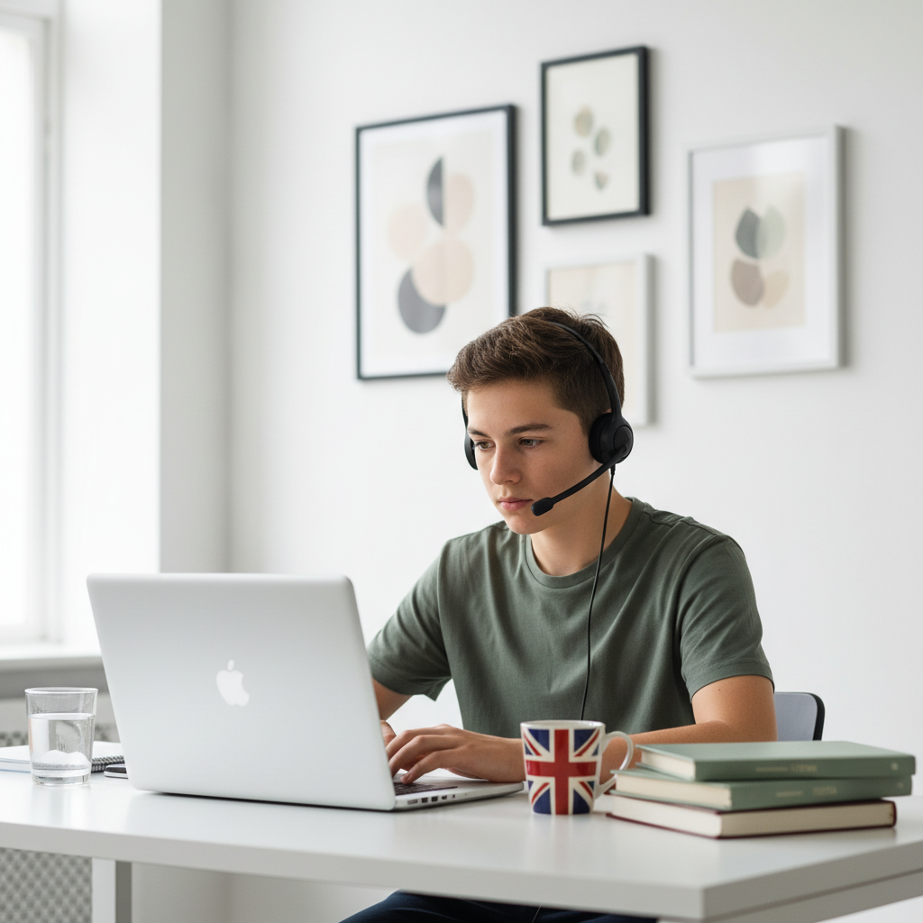 Elev la curs online Tranziție B1–B2 (B1+)